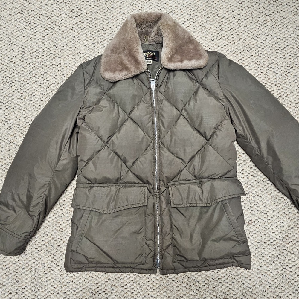 Vintage TEMPCO Puffer Jacket Goose Down‎ Insulated Quilted 70s Brown Size 44